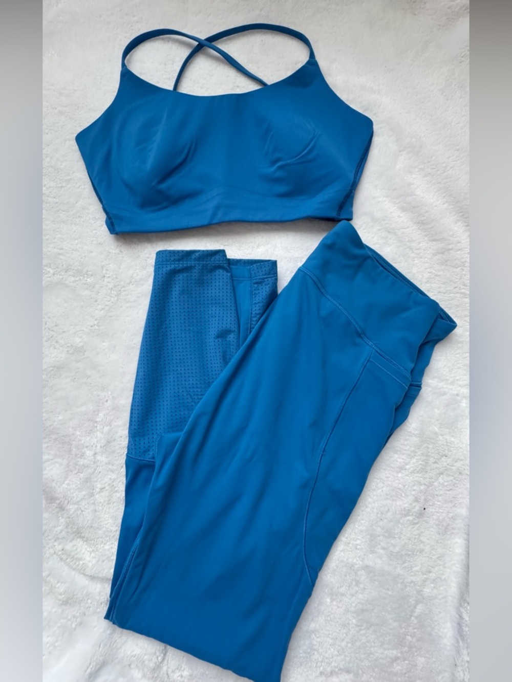 Calia Teal-Blue High-Waist Performance Leggings & Sports Bra Set